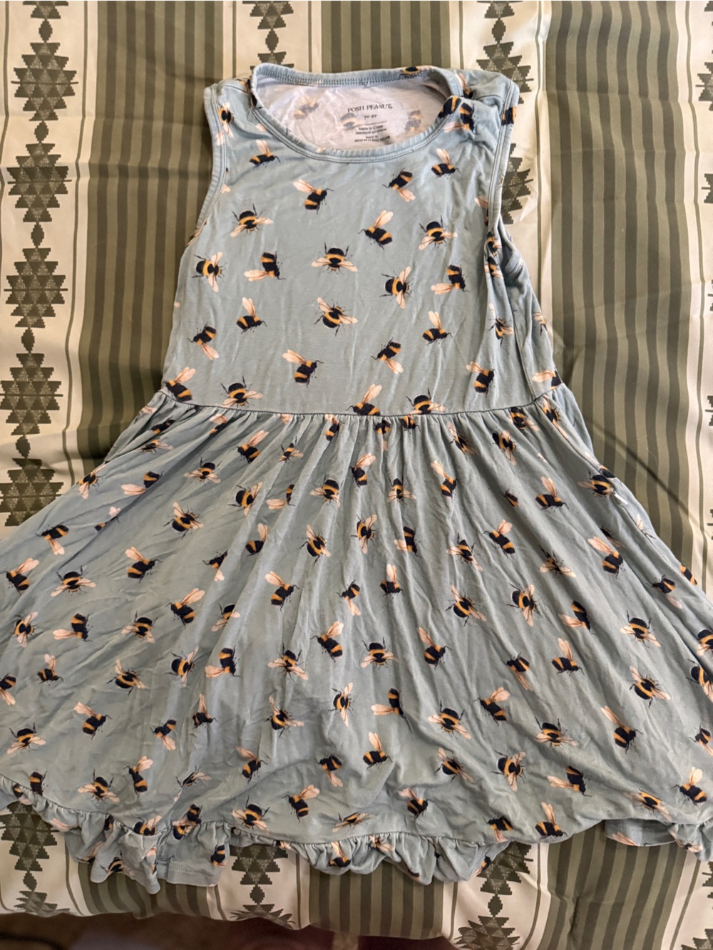 Posh Peanut Light Blue Floral Ruffle Waist One-Piece